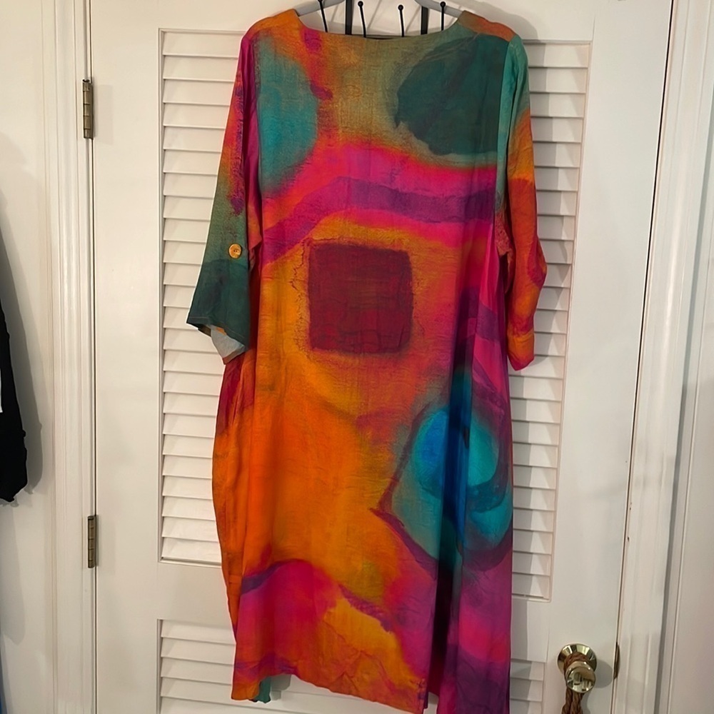 Vibrant Multicolor Abstract Midi Dress - Women
